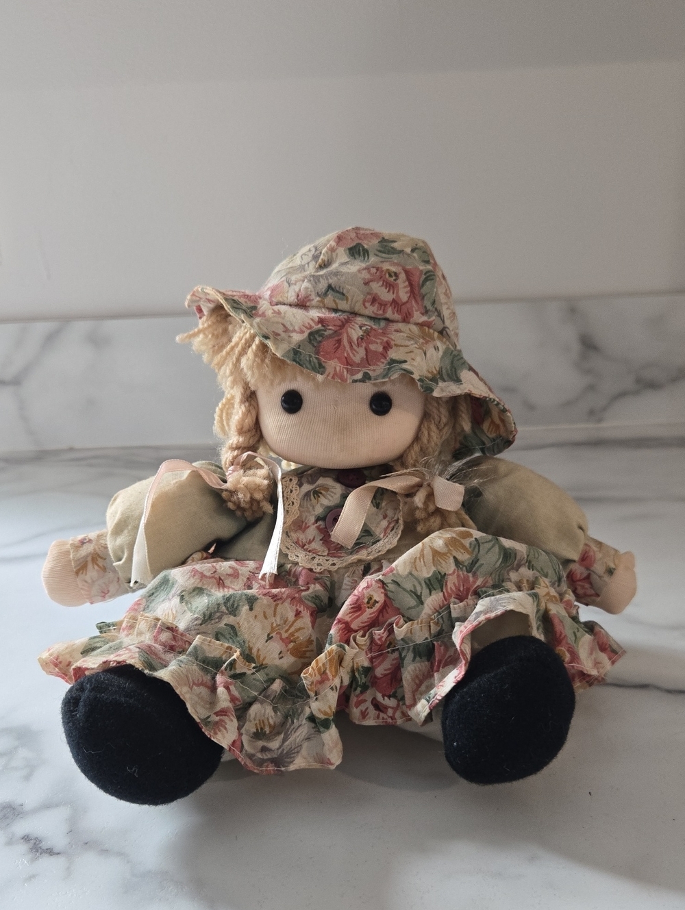 Vintage Branberry Designs cloth rag doll Plays "It's A Small World" Works